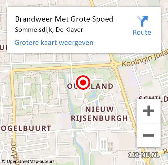 Locatie op kaart van de 112 melding: Brandweer Met Grote Spoed Naar Sommelsdijk, De Klaver op 4 november 2014 12:00