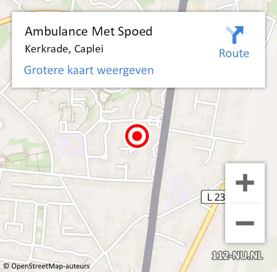 Locatie op kaart van de 112 melding: Ambulance Met Spoed Naar Kerkrade, Caplei op 19 oktober 2013 21:14