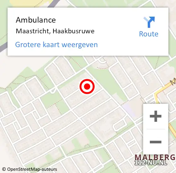 Locatie op kaart van de 112 melding: Ambulance Maastricht, Haakbusruwe op 4 november 2014 12:22