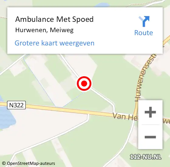 Locatie op kaart van de 112 melding: Ambulance Met Spoed Naar Hurwenen, Meiweg op 10 september 2013 08:07