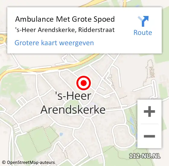 Locatie op kaart van de 112 melding: Ambulance Met Grote Spoed Naar 's-Heer Arendskerke, Ridderstraat op 4 november 2014 12:35