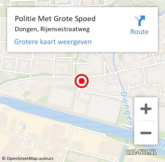Locatie op kaart van de 112 melding: Politie Met Grote Spoed Naar Dongen, Rijensestraatweg op 27 januari 2025 09:27