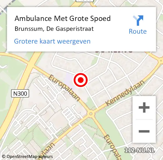 Locatie op kaart van de 112 melding: Ambulance Met Grote Spoed Naar Brunssum, De Gasperistraat op 4 november 2014 13:00