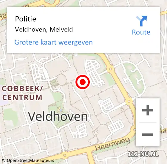Locatie op kaart van de 112 melding: Politie Veldhoven, Meiveld op 27 januari 2025 14:01
