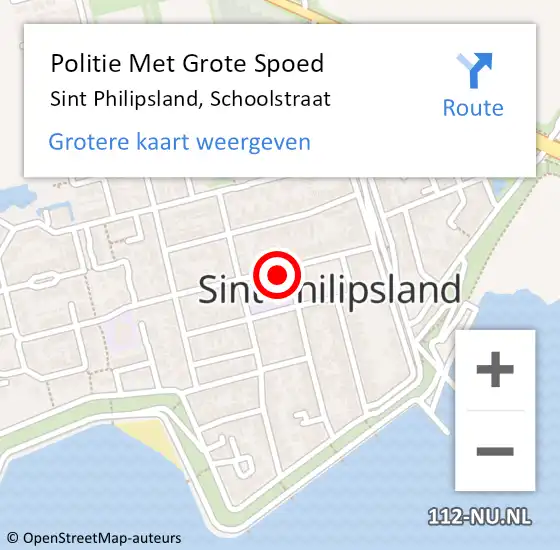 Locatie op kaart van de 112 melding: Politie Met Grote Spoed Naar Sint Philipsland, Schoolstraat op 27 januari 2025 14:08