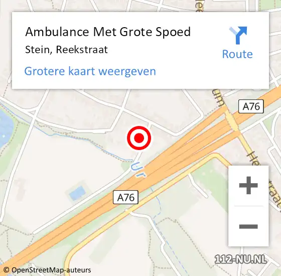 Locatie op kaart van de 112 melding: Ambulance Met Grote Spoed Naar Stein, Reekstraat op 4 november 2014 13:15