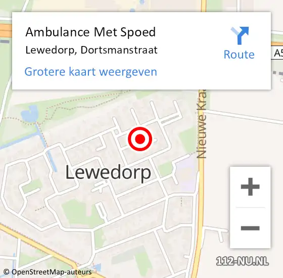 Locatie op kaart van de 112 melding: Ambulance Met Spoed Naar Lewedorp, Dortsmanstraat op 4 november 2014 13:22