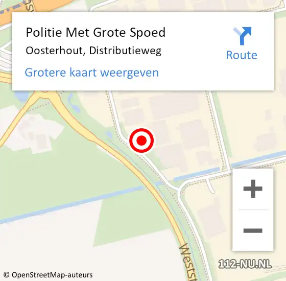Locatie op kaart van de 112 melding: Politie Met Grote Spoed Naar Oosterhout, Distributieweg op 27 januari 2025 15:08