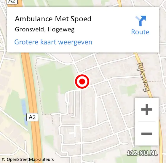 Locatie op kaart van de 112 melding: Ambulance Met Spoed Naar Gronsveld, Hogeweg op 4 november 2014 13:43