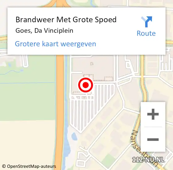 Locatie op kaart van de 112 melding: Brandweer Met Grote Spoed Naar Goes, Vinciplein op 19 oktober 2013 21:28