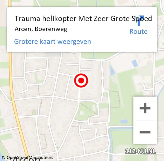 Locatie op kaart van de 112 melding: Trauma helikopter Met Zeer Grote Spoed Naar Arcen, Boerenweg op 27 januari 2025 18:24