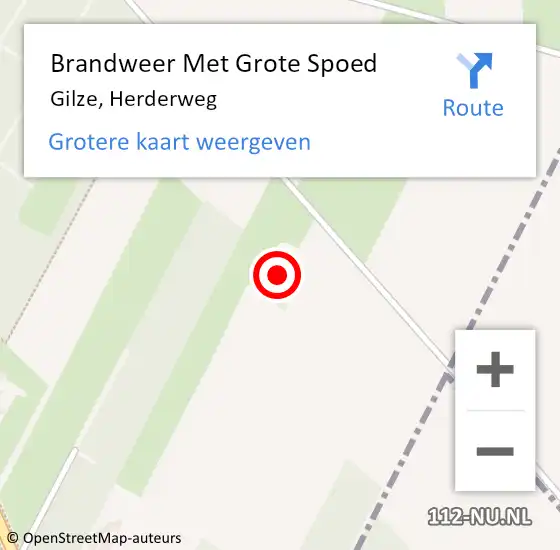 Locatie op kaart van de 112 melding: Brandweer Met Grote Spoed Naar Gilze, Herderweg op 27 januari 2025 21:24