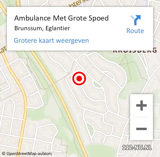 Locatie op kaart van de 112 melding: Ambulance Met Grote Spoed Naar Brunssum, Eglantier op 4 november 2014 14:25