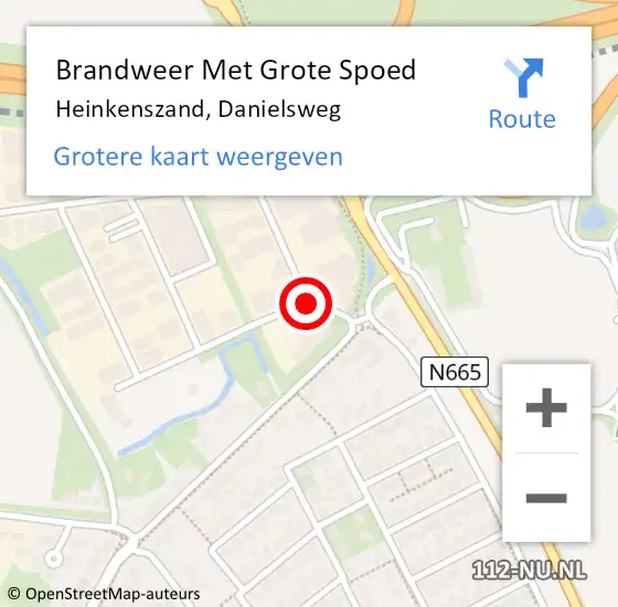 Locatie op kaart van de 112 melding: Brandweer Met Grote Spoed Naar Heinkenszand, Danielsweg op 4 november 2014 14:43