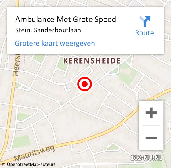 Locatie op kaart van de 112 melding: Ambulance Met Grote Spoed Naar Stein, Sanderboutlaan op 4 november 2014 14:51