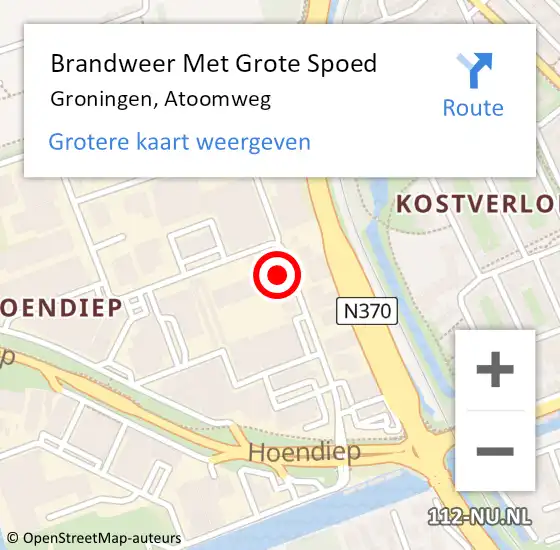 Locatie op kaart van de 112 melding: Brandweer Met Grote Spoed Naar Groningen, Atoomweg op 28 januari 2025 13:26