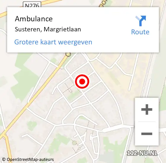 Locatie op kaart van de 112 melding: Ambulance Susteren, Margrietlaan op 4 november 2014 15:29