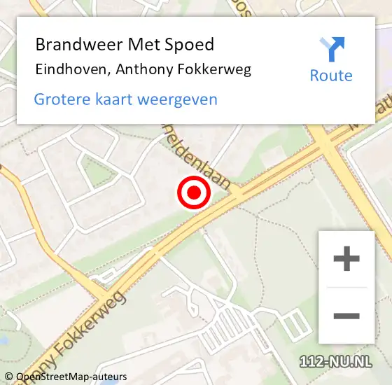 Locatie op kaart van de 112 melding: Brandweer Met Spoed Naar Eindhoven, Anthony Fokkerweg op 28 januari 2025 13:51
