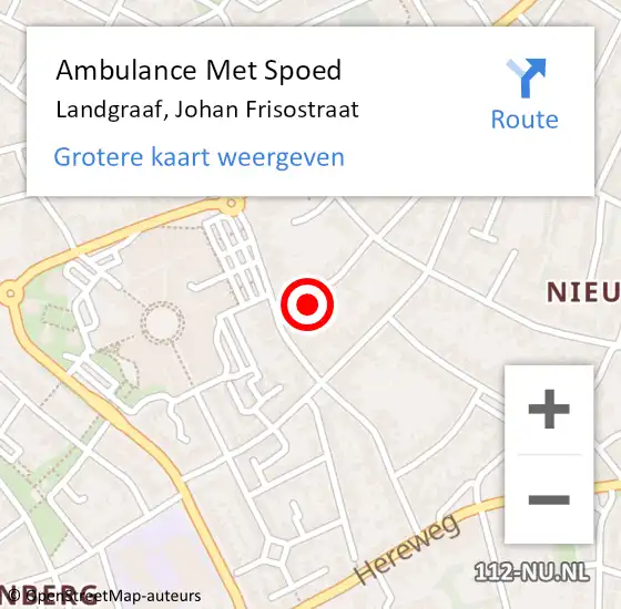 Locatie op kaart van de 112 melding: Ambulance Met Spoed Naar Landgraaf, Johan Frisostraat op 4 november 2014 15:31