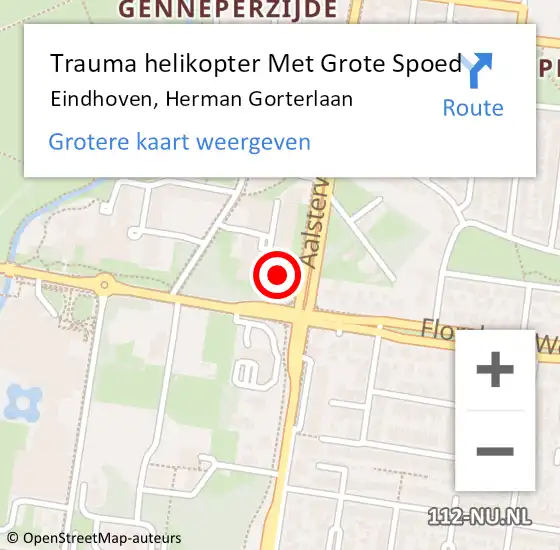 Locatie op kaart van de 112 melding: Trauma helikopter Met Grote Spoed Naar Eindhoven, Herman Gorterlaan op 28 januari 2025 15:39