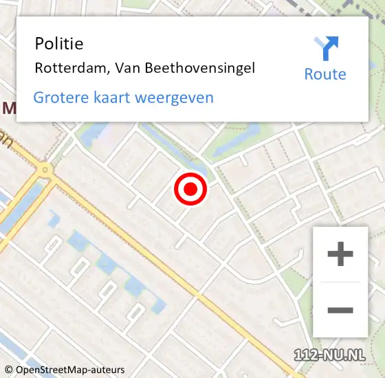 Locatie op kaart van de 112 melding: Politie Rotterdam, Van Beethovensingel op 28 januari 2025 16:22