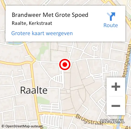 Locatie op kaart van de 112 melding: Brandweer Met Grote Spoed Naar Raalte, Kerkstraat op 4 november 2014 16:12