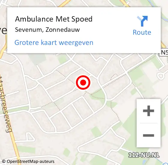 Locatie op kaart van de 112 melding: Ambulance Met Spoed Naar Sevenum, Zonnedauw op 4 november 2014 16:44