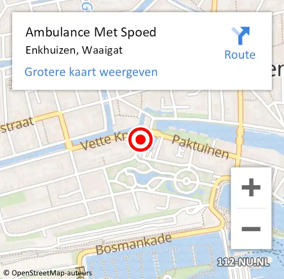 Locatie op kaart van de 112 melding: Ambulance Met Spoed Naar Enkhuizen, Waaigat op 29 januari 2025 02:31