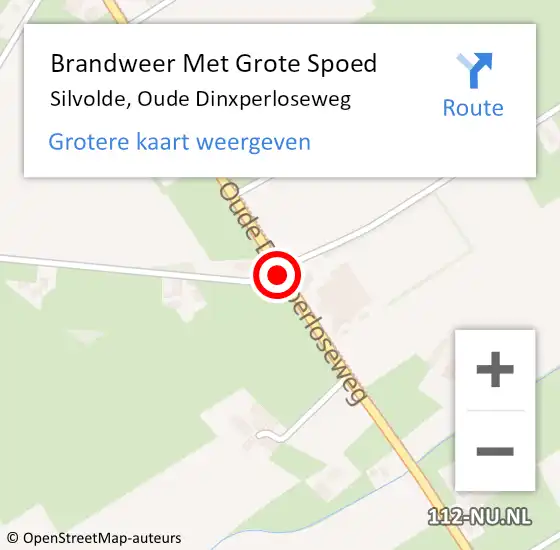 Locatie op kaart van de 112 melding: Brandweer Met Grote Spoed Naar Silvolde, Oude Dinxperloseweg op 4 november 2014 17:55