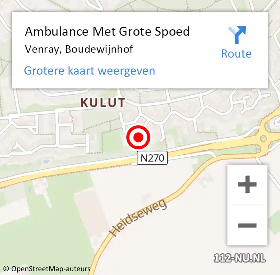 Locatie op kaart van de 112 melding: Ambulance Met Grote Spoed Naar Venray, Boudewijnhof op 4 november 2014 18:21