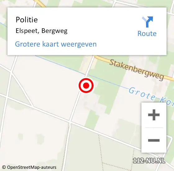 Locatie op kaart van de 112 melding: Politie Elspeet, Bergweg op 4 november 2014 18:26