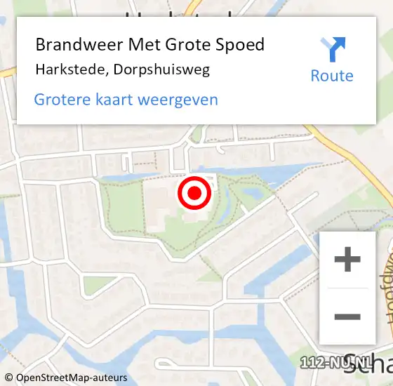 Locatie op kaart van de 112 melding: Brandweer Met Grote Spoed Naar Harkstede, Dorpshuisweg op 4 november 2014 18:29