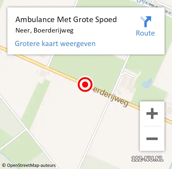 Locatie op kaart van de 112 melding: Ambulance Met Grote Spoed Naar Neer, Boerderijweg op 4 november 2014 18:37
