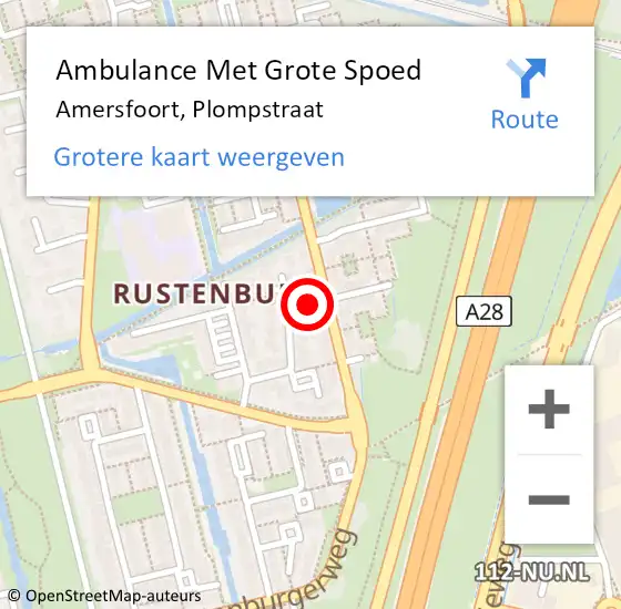 Locatie op kaart van de 112 melding: Ambulance Met Grote Spoed Naar Amersfoort, Plompstraat op 4 november 2014 18:44