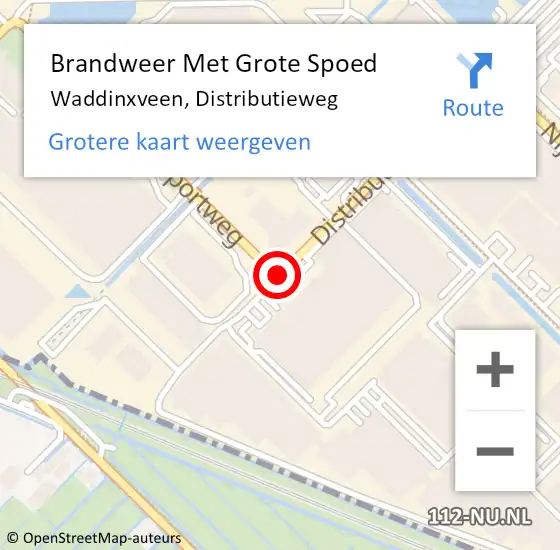 Locatie op kaart van de 112 melding: Brandweer Met Grote Spoed Naar Waddinxveen, Distributieweg op 10 september 2013 08:10