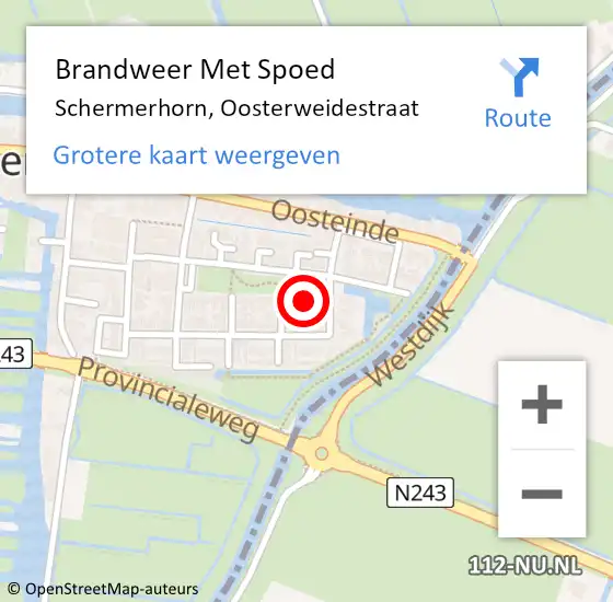 Locatie op kaart van de 112 melding: Brandweer Met Spoed Naar Schermerhorn, Oosterweidestraat op 4 november 2014 19:46