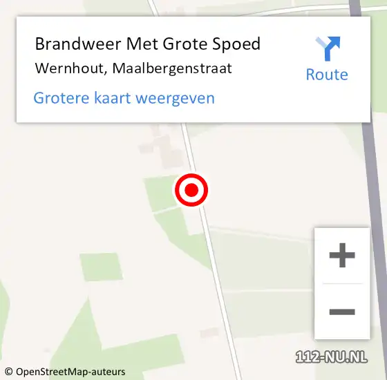 Locatie op kaart van de 112 melding: Brandweer Met Grote Spoed Naar Wernhout, Maalbergenstraat op 19 oktober 2013 22:20