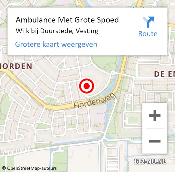 Locatie op kaart van de 112 melding: Ambulance Met Grote Spoed Naar Wijk bij Duurstede, Vesting op 4 november 2014 20:19