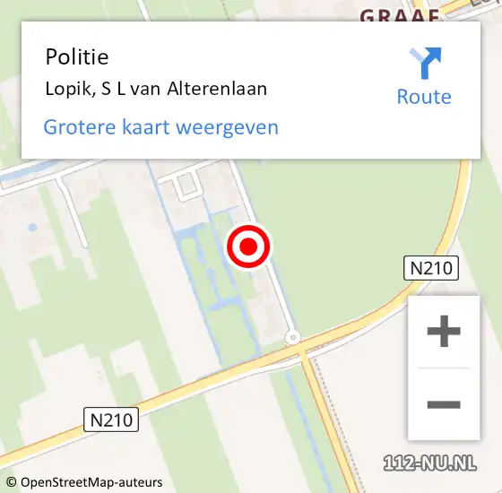 Locatie op kaart van de 112 melding: Politie Lopik, S L van Alterenlaan op 30 januari 2025 14:28