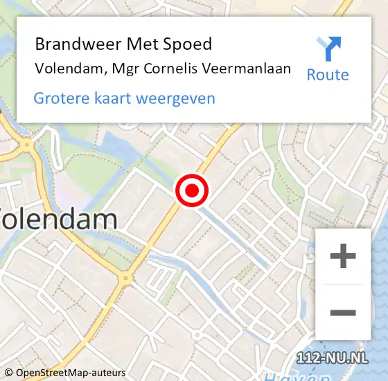 Locatie op kaart van de 112 melding: Brandweer Met Spoed Naar Volendam, Mgr Cornelis Veermanlaan op 4 november 2014 20:49