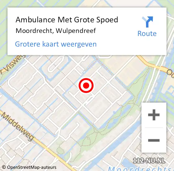 Locatie op kaart van de 112 melding: Ambulance Met Grote Spoed Naar Moordrecht, Wulpendreef op 4 november 2014 21:14