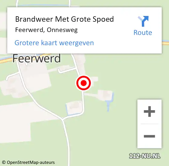 Locatie op kaart van de 112 melding: Brandweer Met Grote Spoed Naar Feerwerd, Onnesweg op 4 november 2014 21:21