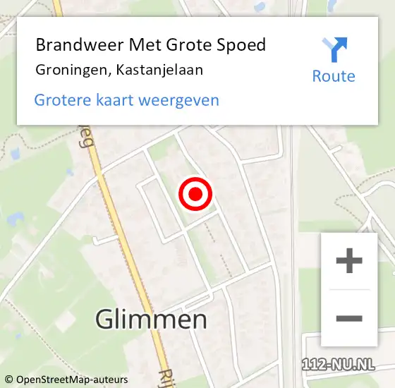 Locatie op kaart van de 112 melding: Brandweer Met Grote Spoed Naar Groningen, Kastanjelaan op 30 januari 2025 21:15