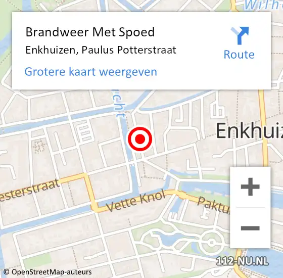 Locatie op kaart van de 112 melding: Brandweer Met Spoed Naar Enkhuizen, Paulus Potterstraat op 30 januari 2025 21:17