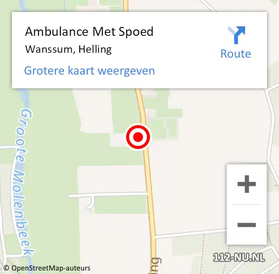 Locatie op kaart van de 112 melding: Ambulance Met Spoed Naar Wanssum, Helling op 4 november 2014 22:03