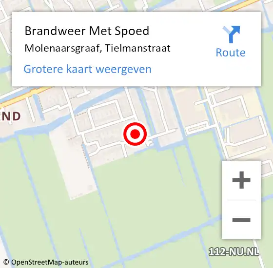 Locatie op kaart van de 112 melding: Brandweer Met Spoed Naar Molenaarsgraaf, Tielmanstraat op 4 november 2014 22:05