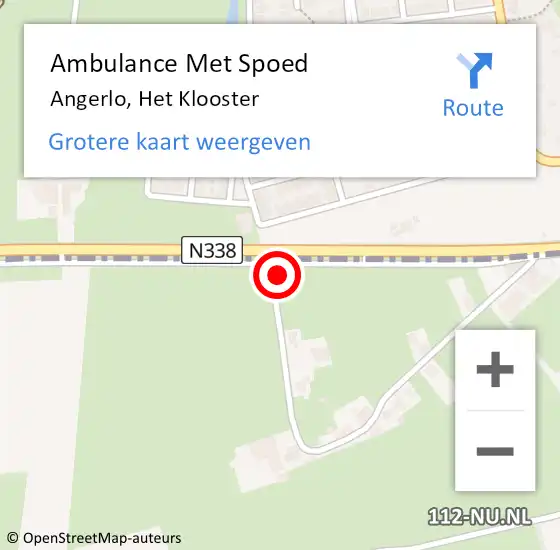 Locatie op kaart van de 112 melding: Ambulance Met Spoed Naar Angerlo, Het Klooster op 4 november 2014 22:12