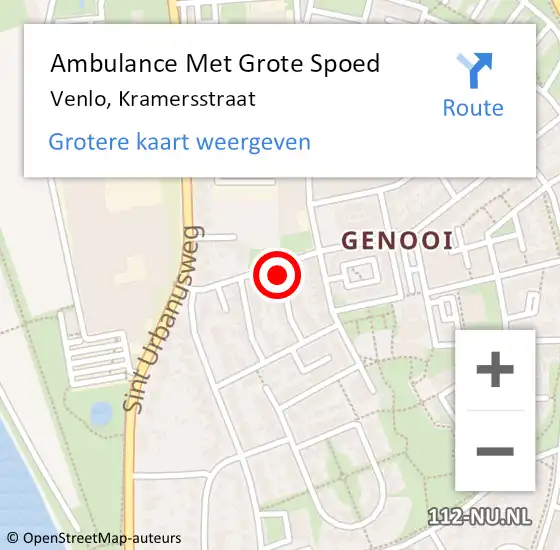 Locatie op kaart van de 112 melding: Ambulance Met Grote Spoed Naar Venlo, Kramersstraat op 4 november 2014 22:13