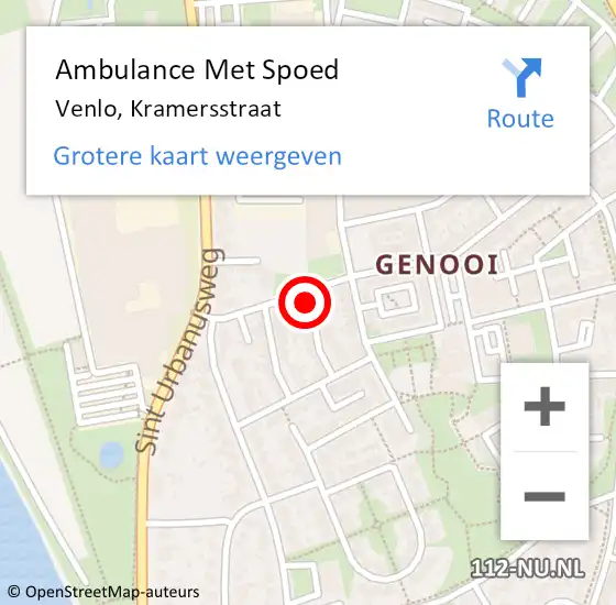 Locatie op kaart van de 112 melding: Ambulance Met Spoed Naar Venlo, Kramersstraat op 4 november 2014 22:34