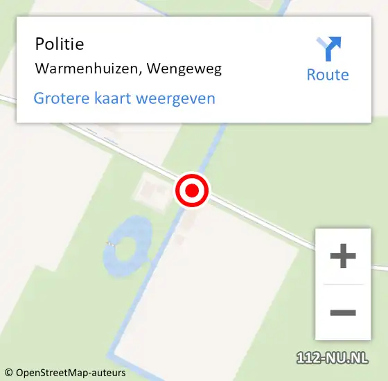 Locatie op kaart van de 112 melding: Politie Warmenhuizen, Wengeweg op 4 november 2014 23:11